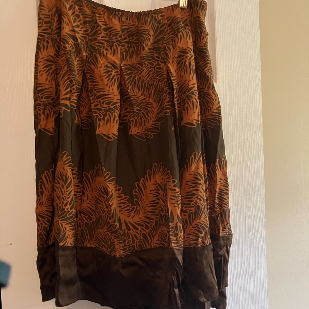 NWOT Elegant Brown & Burnt Orange JJill Silk Skirt